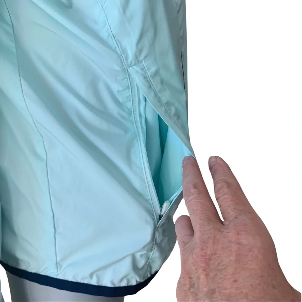 New Balance for J. CREW Windbreaker Hooded Jacket in Aqua Sky Lightweight Size S - Picture 9 of 16